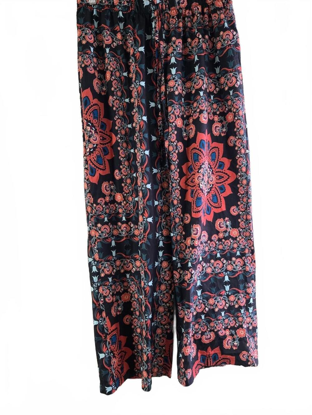 SHEIN Curve Black and Red Floral Wide Leg Pants Plus Size OXL